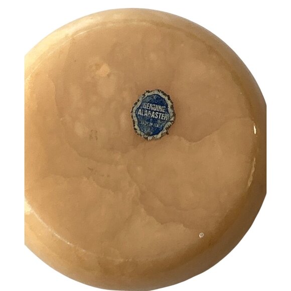 Vintage Italian Alabaster Trinket Box With Floral Design & Hinged Lid - Picture 5 of 8